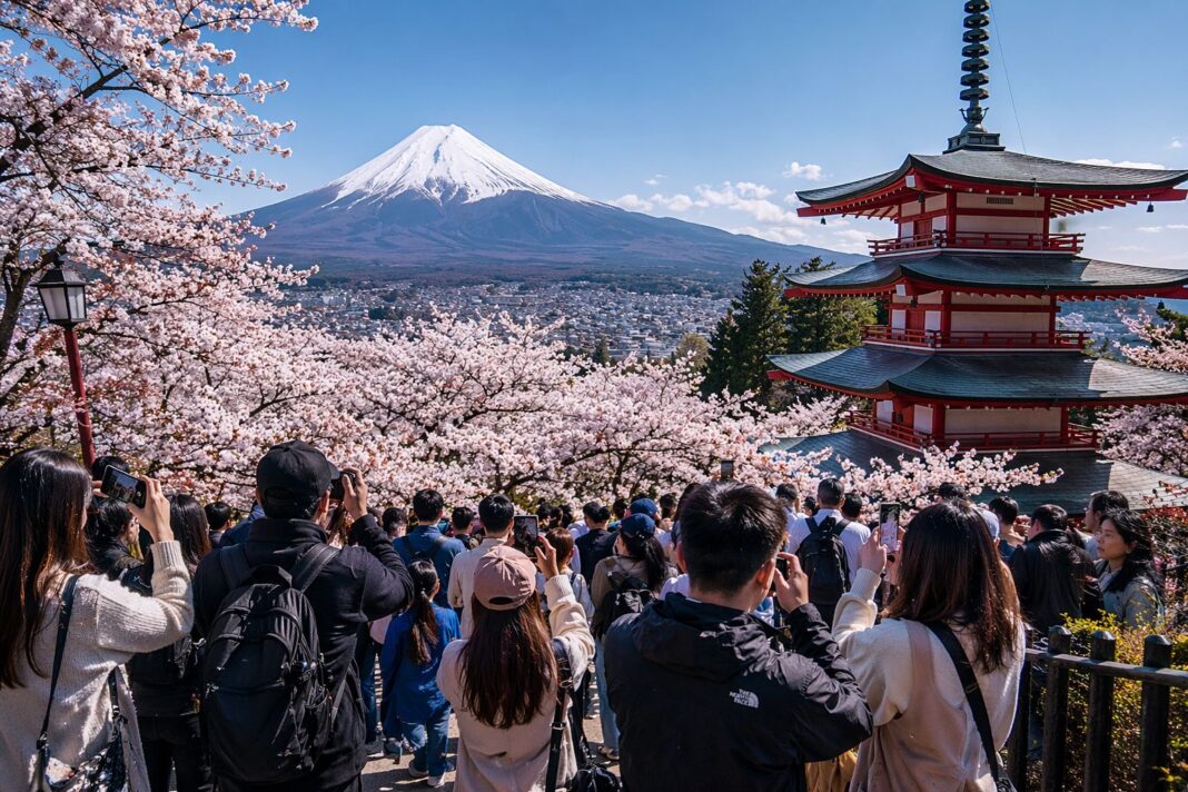 Japonia cireși turiști